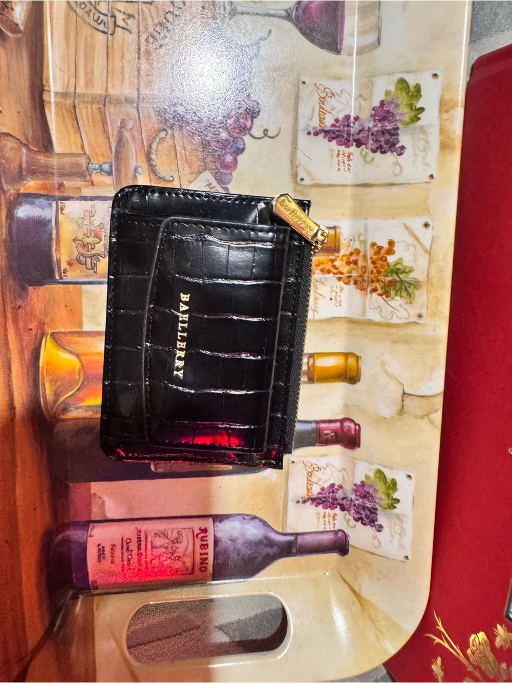 Baellerry faux Black Croc-Embossed Leather Card  Holder